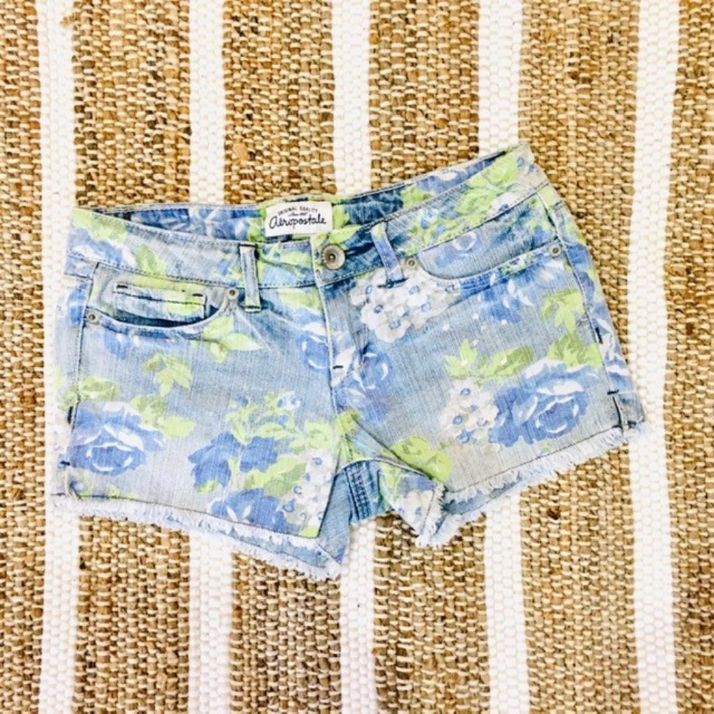 Boho denim cut off flower floral jeans shorts Y2K